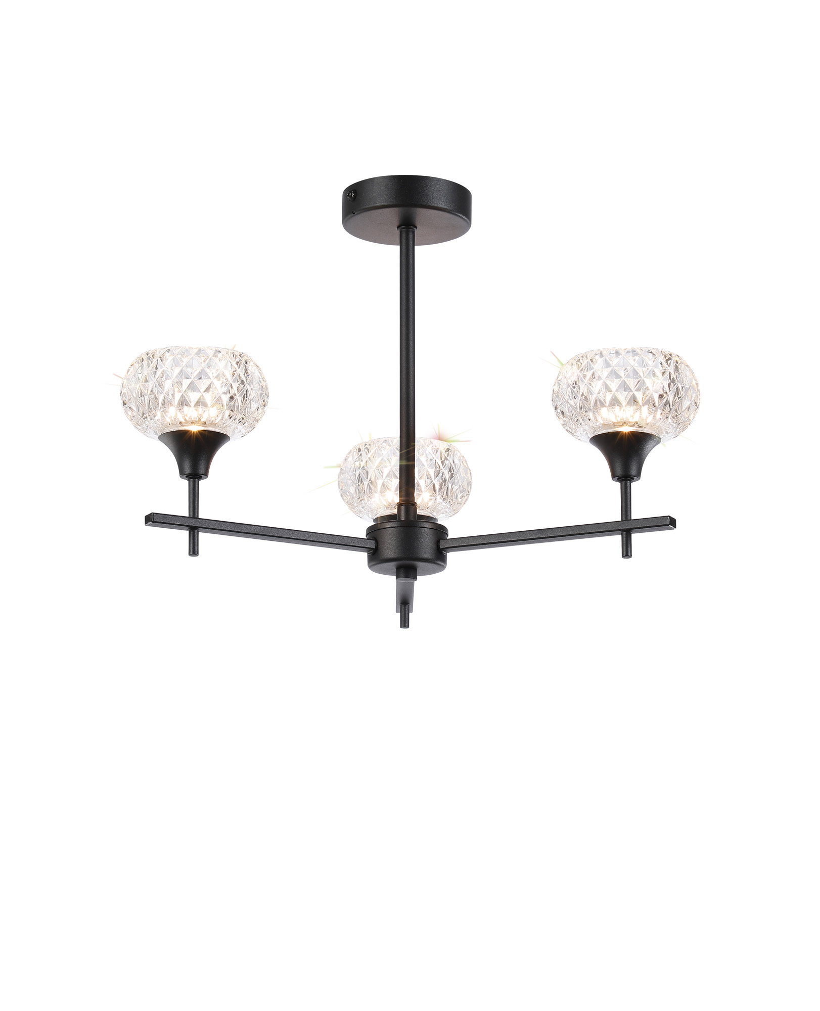 D0846BL  Aria Glass Fixed Pendant 3 Light IP44 Satin Black